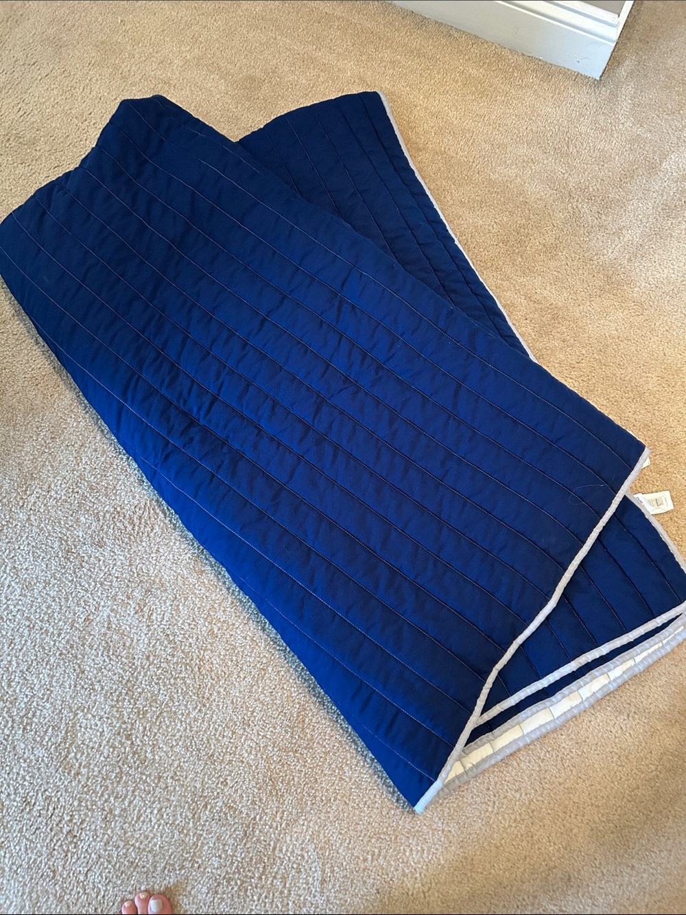 Circo Navy Blue Quilted Throw with Light Gray Trim